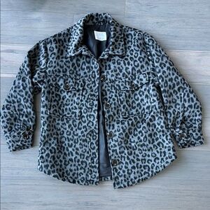 Zara Black & Gray Leopard Print Kids Jacket Size 11 - 12